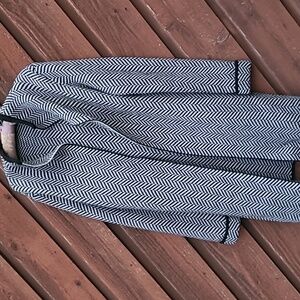 Cocogio Made in Italy White, Black Wool Blend Marled Cardigan Sweater Coat